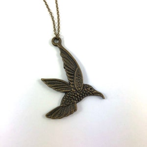 Humming bird antique bronze pendant necklace LAST ONE image 5