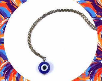 Evil eye bead antique bronze necklace LAST ONE