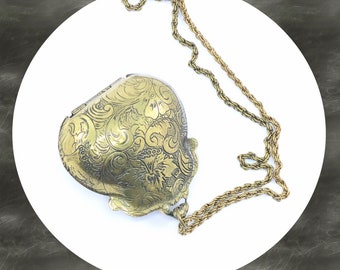 Antique bronze metal mini coin purse long necklace LAST ONE