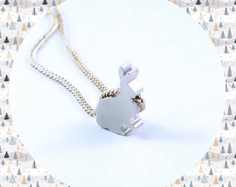 Cute little bunny rabbit dainty silver necklace