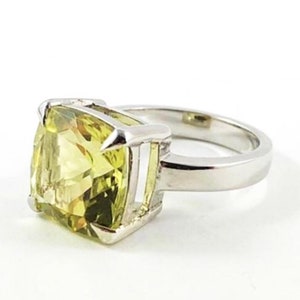 Lemon quartz square cushion cut solid silver ring Size 7 US Ready to ship or resize LAST ONE image 3