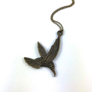 Humming bird antique bronze pendant necklace LAST ONE image 7