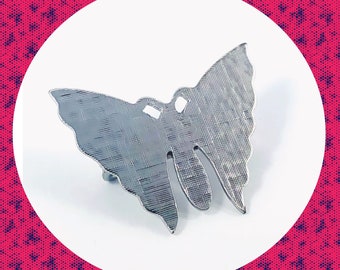 Vintage butterfly silhouette cut out silver brooch