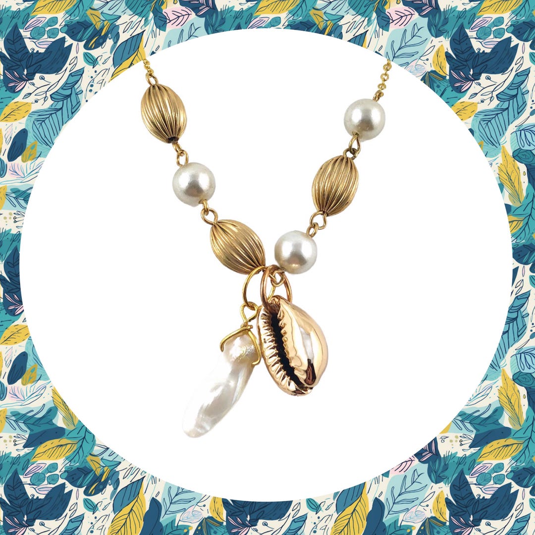 Kit Création Bijoux - Coquille Nacre P115 Avec Perles Et Cordon - Neuf Avec étiquettes