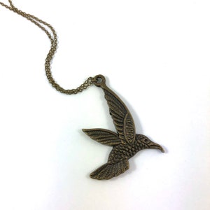 Humming bird antique bronze pendant necklace LAST ONE image 4