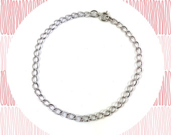 Silver engraved metal curb chain bracelet LAST ONE
