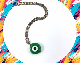 Evil eye bead antique bronze necklace LAST ONE