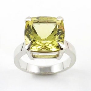 Lemon quartz square cushion cut solid silver ring Size 7 US Ready to ship or resize LAST ONE image 10