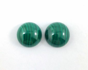 Malachite round cut cabochon 10mm loose gemstone pair