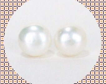 2 Stück angebohrte Süßwasserperlen 12mm Bouton Perlen weiß