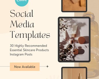 Hautpflege Social Media Vorlagen | Instagram ästhetik Beiträge | Beauty Tipps Canva Template Bundle | Digital Skincare Content Pack