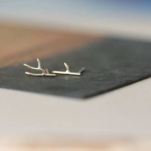 Simple Gold Earrings - Small Twigs - 9ct Gold Earrings