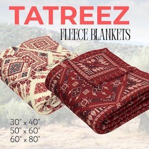 Palästinensische Tatreez Fleece-Decke | Kulturelle Stickerei Überwurf | Gemütliche weiche Decke | Naher Osten Geschenk | Arabisch Home Decor
