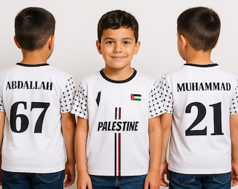 Kids Customizable Soccer Football Palestine Jersey | Personalized Shirt | National Team-Inspired Design | Support & Solidarity Apparel