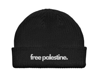 Free Palestine Fishermen's Beanie | Cozy Knit Hat for Activism & Support | Unisex Winter Headwear | Handmade and Ethical Gift Idea