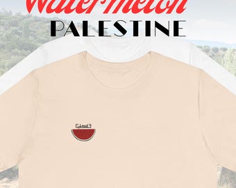 Minimalist Palestine Watermelon Tee | Arabic Text Shirt | Aesthetic Support Free Palestine Top | Unisex Soft Cotton