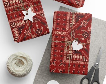 Palestinian Tatreez Inspired Wrapping Paper | Elegant Matte Finish