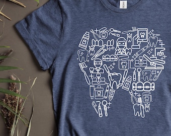 Dental Tooth Graphic T-Shirt: Hygienist, Assistant, Dentist Gift