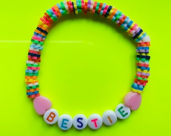 Bestie best friend beaded friendship bracelet multicoloured cute kitsch