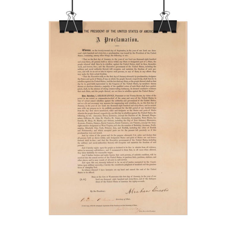 Emancipation Proclamation (1863) Poster American History 5