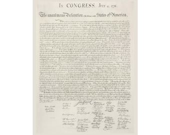 US Declaration of Independence Poster USA Historical Document 5"x7" - 28"-40" July 4th 1776