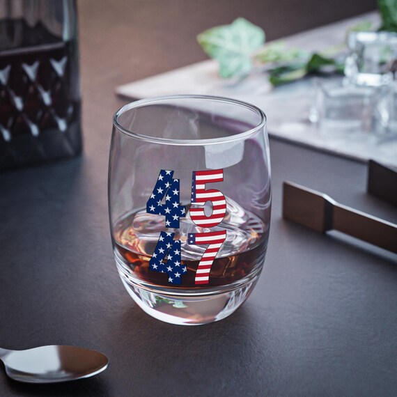 47Th President Of The United States Donald Trump Whiskey Glass Official Trump Store
