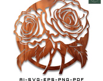 9 Flower Laser Cut SVG Files, Floral Laser Cut Digital Files for Glowforge, Cricut, CNC | Wood Box, Home & Garden Decor, Jewelry, Vector Art
