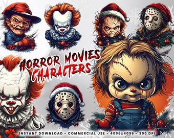 Horror Villain Png Clipart Set, Movie Killers, Scary Movie Png, Friends Horror Png, Horror Movie Png bundle, Commercial Use, High-Resolution
