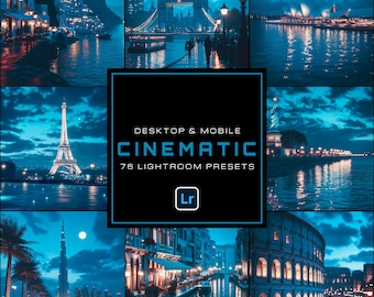 76 Cinematic Street Lightroom Presets Desktop & Mobile City Dark Night Black Noir Urban Moody Street Travel Photohraphy Lightroom Filter