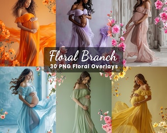 Floral Branch Backdrops Overlays Flower Branch Digital Overlays Maternity Backdrops Overlays Branch Photoshop Composite Commercial Use