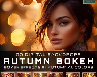 50 Autumn Bokeh Digital Photo Backdrops, Fall Photography Backgrounds, Photoshop Overlays, Maternity and Wedding Backdrops for Photographers