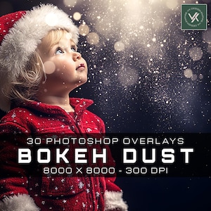 Bokeh Dust Photoshop Overlays, Glitter Dust, Floating Dust, Falling Dust, Twinkle Gold Light Effect, Christmas Effect, Photoshop Overlay