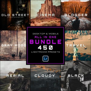 450 Lightroom Presets Bundle, Travel Wedding Bright Dark Blogger Cinema Lightroom Presets Mobile & Desktop XMP and DNG for Photographers