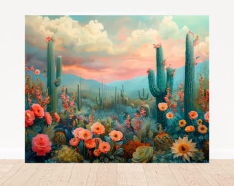 Kit di pittura con i numeri "Desert Cactus" (16x20") - Arte murale fai da te