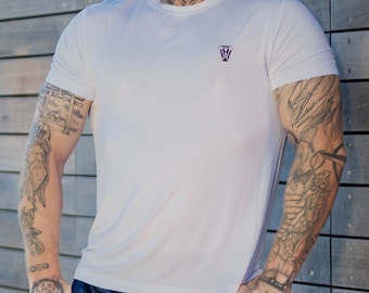 Men's Modal Tee T-Shirt (White, Forest Gray)