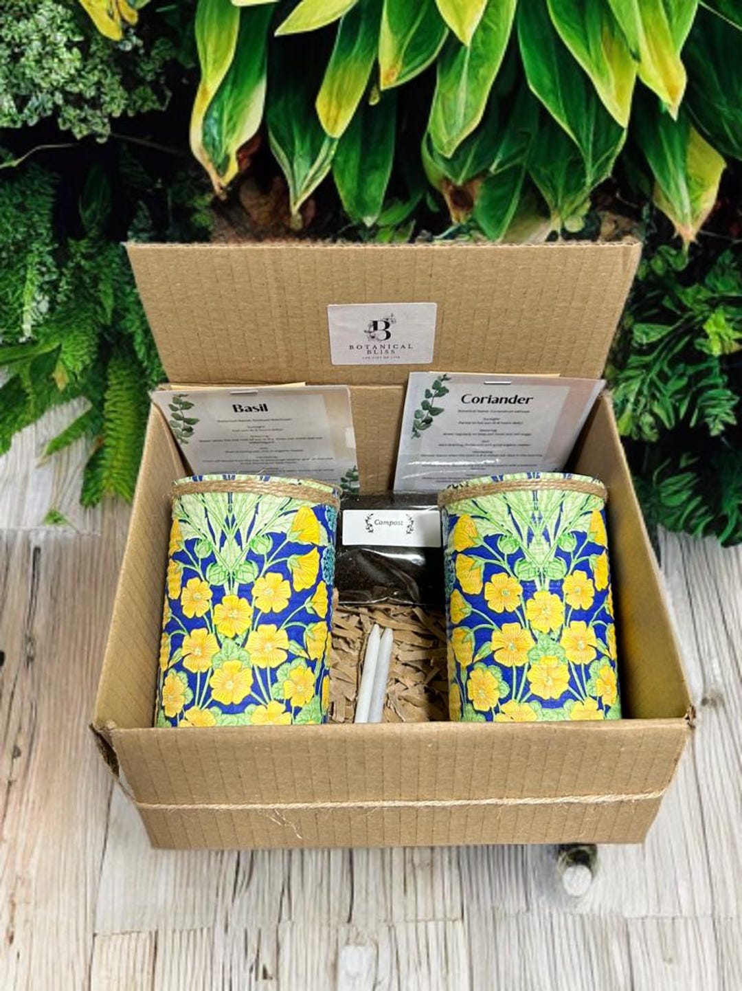 Floral Herb Garden Gift Set: Recycled Pots, Grow Your Own Herbs - Etsy