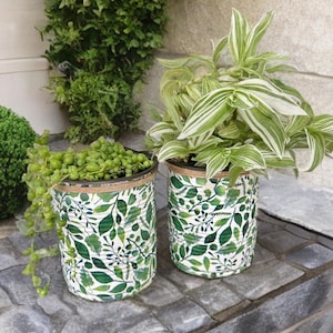 Eucalyptus Botanical Foliage Handcrafted Recycled 10cm Indoor Plant Pot