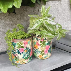 Tropical Floral Planter: Sage Green Plant Pot, Eco Friendly Decor