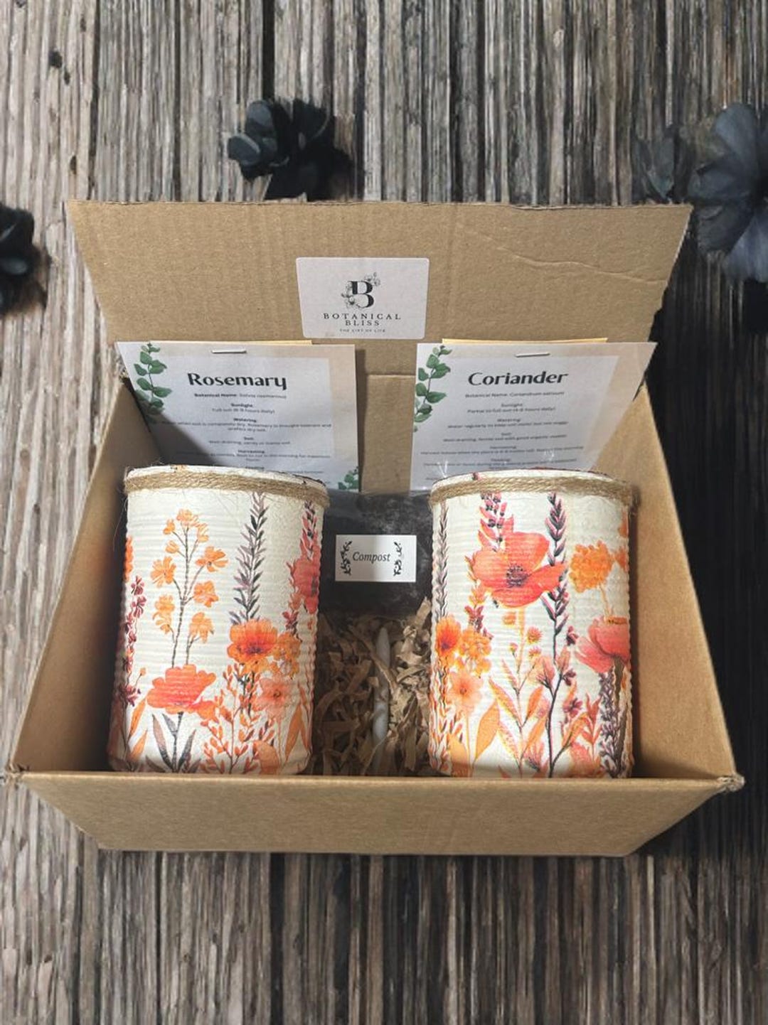 Indoor DIY Grow Your Own Herb Garden Gift Set: Eco-friendly Planter Kit ...