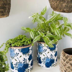 Handcrafted Navy Rose Planter: Upcycled Metal Succulent Pot