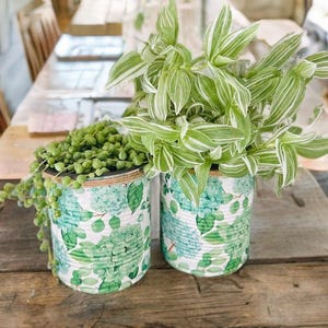 Handmade Hydrangea Plant Pot: Rustic Green Home Decor