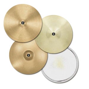 Drum Kit Rock n Roll British Punk Music Drink Coaster Set Snare Drum and Crash Symbols - Drink Coasters 3.5&quot;