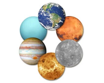 Planet Coasters, Set of 6 - Space Solar System Planetary Coaster set  - Drink Coasters 3.5"