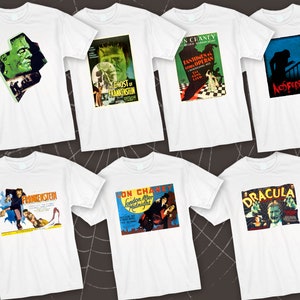 Halloween White T-Shirt - Skull, Nosferatu, Phantom of the Opera, Ghost (Adult & Youth Sizes)