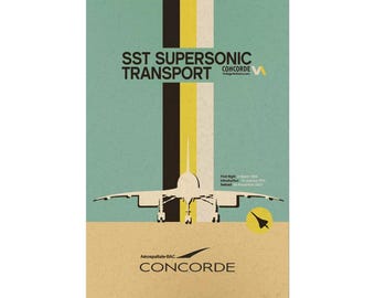 Retro-Style SST Super Sonic Transport Jet Age Airline Airplane Poster