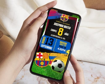 FC Barcelona Birthday Video Invitation | Editable Digital Soccer Party Invite for Boys | Animated Football Theme Personalized Invitation