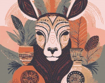 Fantastic Animal. Mystical Dreamcatcher. Iconic Boho Style. Counted Cross Stitch PDF Pattern, PDF for Diamond Painting and PatternKeeper.