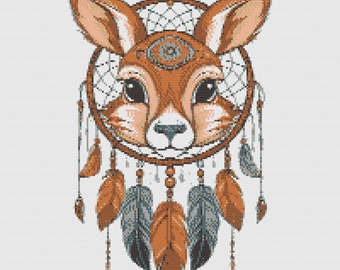 Fantastic Animal. Mystical Dreamcatcher. Iconic Boho Style. Counted Cross Stitch PDF Pattern, PDF for Diamond Painting and PatternKeeper.