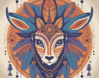 Fantastic Animal. Mystical Dreamcatcher. Iconic Boho Style. Counted Cross Stitch PDF Pattern, PDF for Diamond Painting and PatternKeeper.
