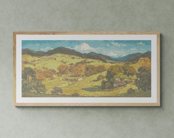 California Landscape by William Wendt. Masterpiece. Painting. Counted Cross Stitch PDF Pattern. PDF for Diamond Painting and Pattern Keeper.